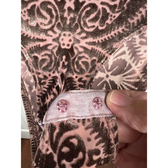 Charlotte Russe Brown Goth Gothic Long Sleeve Burnout Velvet Bodysuit Small - Picture 4 of 7